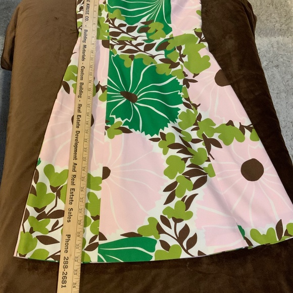 Vintage J Crew Strapless Pink Green Brown Dress Sz 8 - Picture 6 of 9